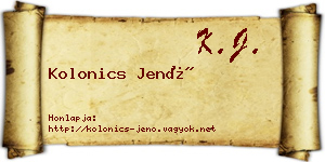 Kolonics Jenő névjegykártya