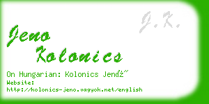 jeno kolonics business card